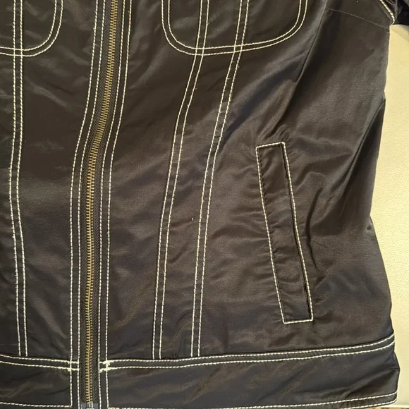 Harley Davidson Zip Jacket Black bedazzled Blue 
EMBROIDERED Women’s L Baddie - Picture 7 of 14